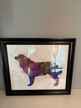 Framed Abstract Watercolor Dog Art Print Black Frame Wall Decor